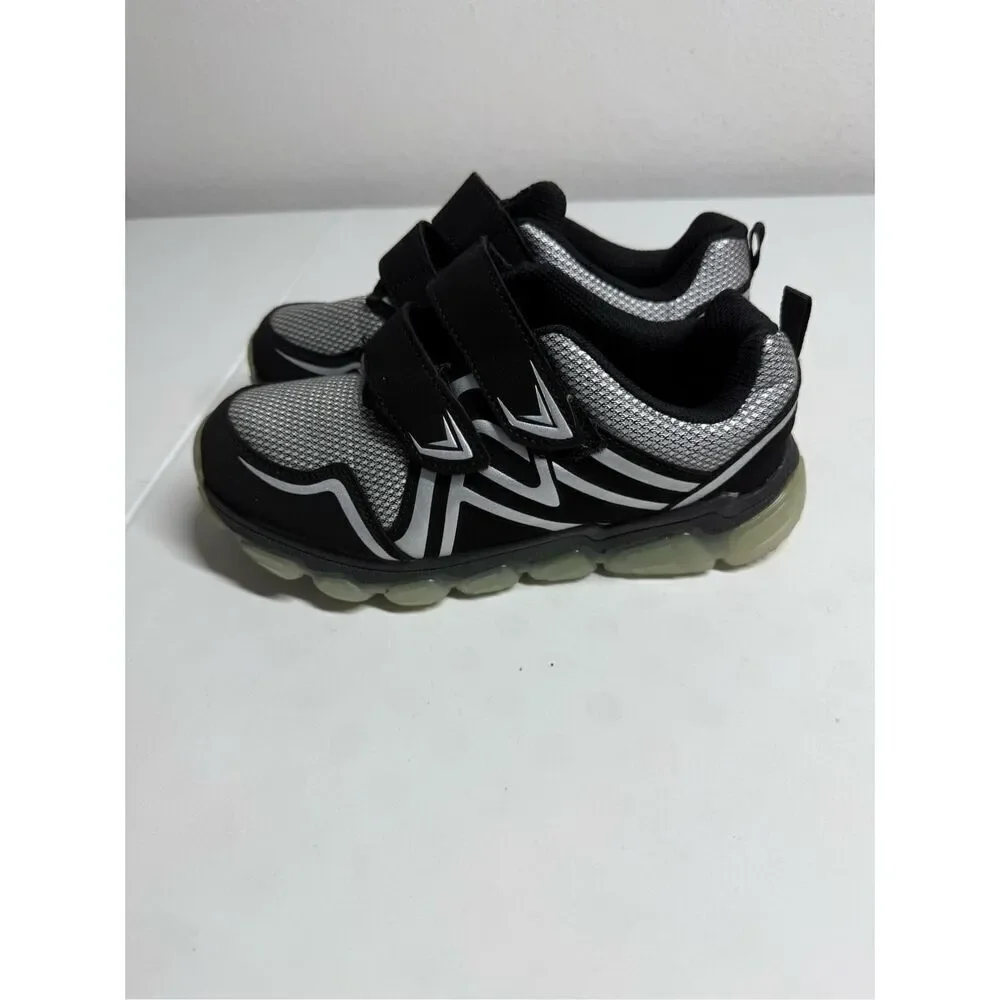 Athletic Works Shoes Two Strap Sneakers Black Hook And Loop Comfort Sz 4 Youth